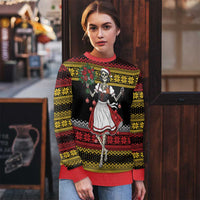 Dirndl Skeleton Dance Ugly Christmas Sweater Bavarian Gothic Christmas - Wonder Print Shop