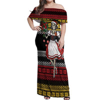 Dirndl Skeleton Dance Off Shoulder Maxi Dress Bavarian Gothic Christmas - Wonder Print Shop