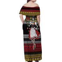 Dirndl Skeleton Dance Off Shoulder Maxi Dress Bavarian Gothic Christmas - Wonder Print Shop