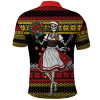 Dirndl Skeleton Dance Polo Shirt Bavarian Gothic Christmas - Wonder Print Shop