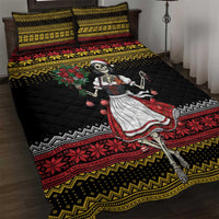 Dirndl Skeleton Dance Quilt Bed Set Bavarian Gothic Christmas - Wonder Print Shop