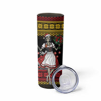 Dirndl Skeleton Dance Skinny Tumbler Bavarian Gothic Christmas - Wonder Print Shop