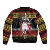 Dirndl Skeleton Dance Sleeve Zip Bomber Jacket Bavarian Gothic Christmas - Wonder Print Shop