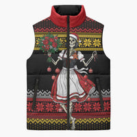 Dirndl Skeleton Dance Sleeveless Puffer Jacket Bavarian Gothic Christmas - Wonder Print Shop