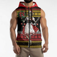Dirndl Skeleton Dance Sleeveless Zip Hoodie Bavarian Gothic Christmas - Wonder Print Shop