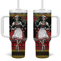 Dirndl Skeleton Dance Tumbler With Handle Bavarian Gothic Christmas - Wonder Print Shop