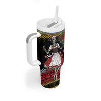 Dirndl Skeleton Dance Tumbler With Handle Bavarian Gothic Christmas - Wonder Print Shop
