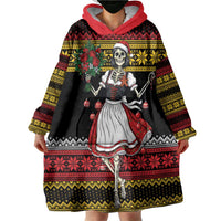 Dirndl Skeleton Dance Wearable Blanket Hoodie Bavarian Gothic Christmas - Wonder Print Shop