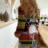 Dirndl Skeleton Dance Women Casual Shirt Bavarian Gothic Christmas - Wonder Print Shop