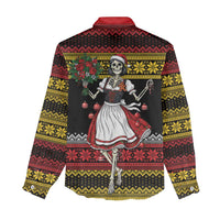 Dirndl Skeleton Dance Women Casual Shirt Bavarian Gothic Christmas - Wonder Print Shop