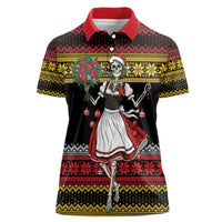 Dirndl Skeleton Dance Women Polo Shirt Bavarian Gothic Christmas - Wonder Print Shop