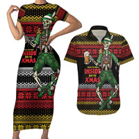 Lederhosen Skeleton Dance Couples Matching Short Sleeve Bodycon Dress and Hawaiian Shirt Bavarian Gothic Christmas - Wonder Print Shop