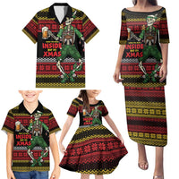 Lederhosen Skeleton Dance Family Matching Puletasi and Hawaiian Shirt Bavarian Gothic Christmas - Wonder Print Shop
