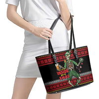 Lederhosen Skeleton Dance Leather Tote Bag Bavarian Gothic Christmas - Wonder Print Shop