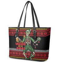 Lederhosen Skeleton Dance Leather Tote Bag Bavarian Gothic Christmas - Wonder Print Shop
