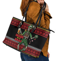 Lederhosen Skeleton Dance Leather Tote Bag Bavarian Gothic Christmas - Wonder Print Shop
