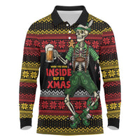 Lederhosen Skeleton Dance Long Sleeve Polo Shirt Bavarian Gothic Christmas - Wonder Print Shop