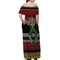 Lederhosen Skeleton Dance Off Shoulder Maxi Dress Bavarian Gothic Christmas - Wonder Print Shop