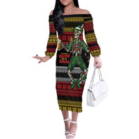 Lederhosen Skeleton Dance Off The Shoulder Long Sleeve Dress Bavarian Gothic Christmas - Wonder Print Shop