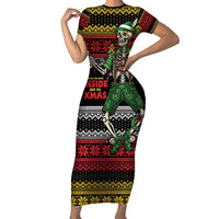 Lederhosen Skeleton Dance Short Sleeve Bodycon Dress Bavarian Gothic Christmas - Wonder Print Shop