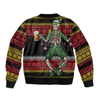Lederhosen Skeleton Dance Sleeve Zip Bomber Jacket Bavarian Gothic Christmas - Wonder Print Shop