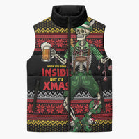Lederhosen Skeleton Dance Sleeveless Puffer Jacket Bavarian Gothic Christmas - Wonder Print Shop