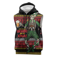 Lederhosen Skeleton Dance Sleeveless Zip Hoodie Bavarian Gothic Christmas - Wonder Print Shop