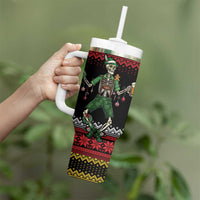Lederhosen Skeleton Dance Tumbler With Handle Bavarian Gothic Christmas - Wonder Print Shop