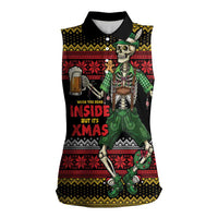 Lederhosen Skeleton Dance Women Sleeveless Polo Shirt Bavarian Gothic Christmas - Wonder Print Shop