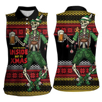 Lederhosen Skeleton Dance Women Sleeveless Polo Shirt Bavarian Gothic Christmas - Wonder Print Shop