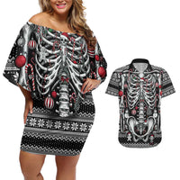 Merry Creepmas Couples Matching Off Shoulder Short Dress and Hawaiian Shirt Bone to be Jolly - Wonder Print Shop