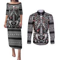 Merry Creepmas Couples Matching Puletasi and Long Sleeve Button Shirt Bone to be Jolly - Wonder Print Shop