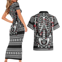 Merry Creepmas Couples Matching Short Sleeve Bodycon Dress and Hawaiian Shirt Bone to be Jolly - Wonder Print Shop