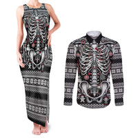 Merry Creepmas Couples Matching Tank Maxi Dress and Long Sleeve Button Shirt Bone to be Jolly - Wonder Print Shop