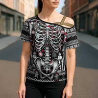 Merry Creepmas Cross Shoulder Shirt Bone to be Jolly - Wonder Print Shop