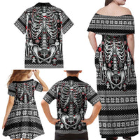 Merry Creepmas Family Matching Off Shoulder Maxi Dress and Hawaiian Shirt Bone to be Jolly - Wonder Print Shop