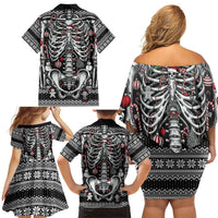 Merry Creepmas Family Matching Off Shoulder Short Dress and Hawaiian Shirt Bone to be Jolly - Wonder Print Shop