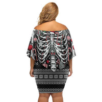Merry Creepmas Family Matching Off Shoulder Short Dress and Hawaiian Shirt Bone to be Jolly - Wonder Print Shop