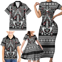 Merry Creepmas Family Matching Short Sleeve Bodycon Dress and Hawaiian Shirt Bone to be Jolly - Wonder Print Shop