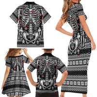 Merry Creepmas Family Matching Short Sleeve Bodycon Dress and Hawaiian Shirt Bone to be Jolly - Wonder Print Shop