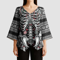 Merry Creepmas Kimono Sleeve Blouse Bone to be Jolly - Wonder Print Shop