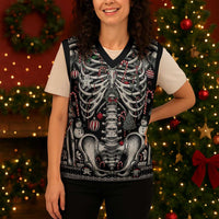 Merry Creepmas Bone to be Jolly Christmas Knitted V-Neck Vest - Wonder Print Shop