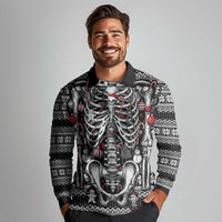 Merry Creepmas Long Sleeve Polo Shirt Bone to be Jolly - Wonder Print Shop
