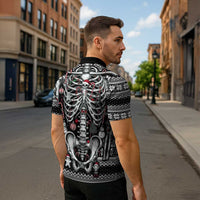 Merry Creepmas Zipper Polo Shirt Bone to be Jolly - Wonder Print Shop