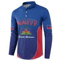 World Football Haiti 2026 Button Sweatshirt Haiti est de Retour Blue Voodoo Veve Spirits - Wonder Print Shop