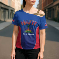 World Football Haiti 2026 Cross Shoulder Shirt Haiti est de Retour Blue Voodoo Veve Spirits - Wonder Print Shop