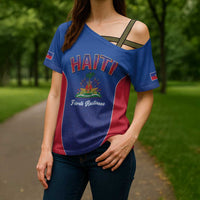 World Football Haiti 2026 Cross Shoulder Shirt Haiti est de Retour Blue Voodoo Veve Spirits - Wonder Print Shop