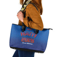 World Football Haiti 2026 Leather Tote Bag Haiti est de Retour Blue Voodoo Veve Spirits - Wonder Print Shop