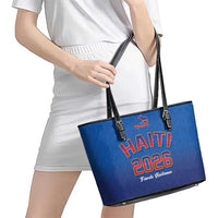 World Football Haiti 2026 Leather Tote Bag Haiti est de Retour Blue Voodoo Veve Spirits - Wonder Print Shop
