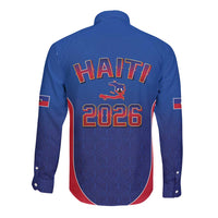 World Football Haiti 2026 Long Sleeve Button Shirt Haiti est de Retour Blue Voodoo Veve Spirits - Wonder Print Shop
